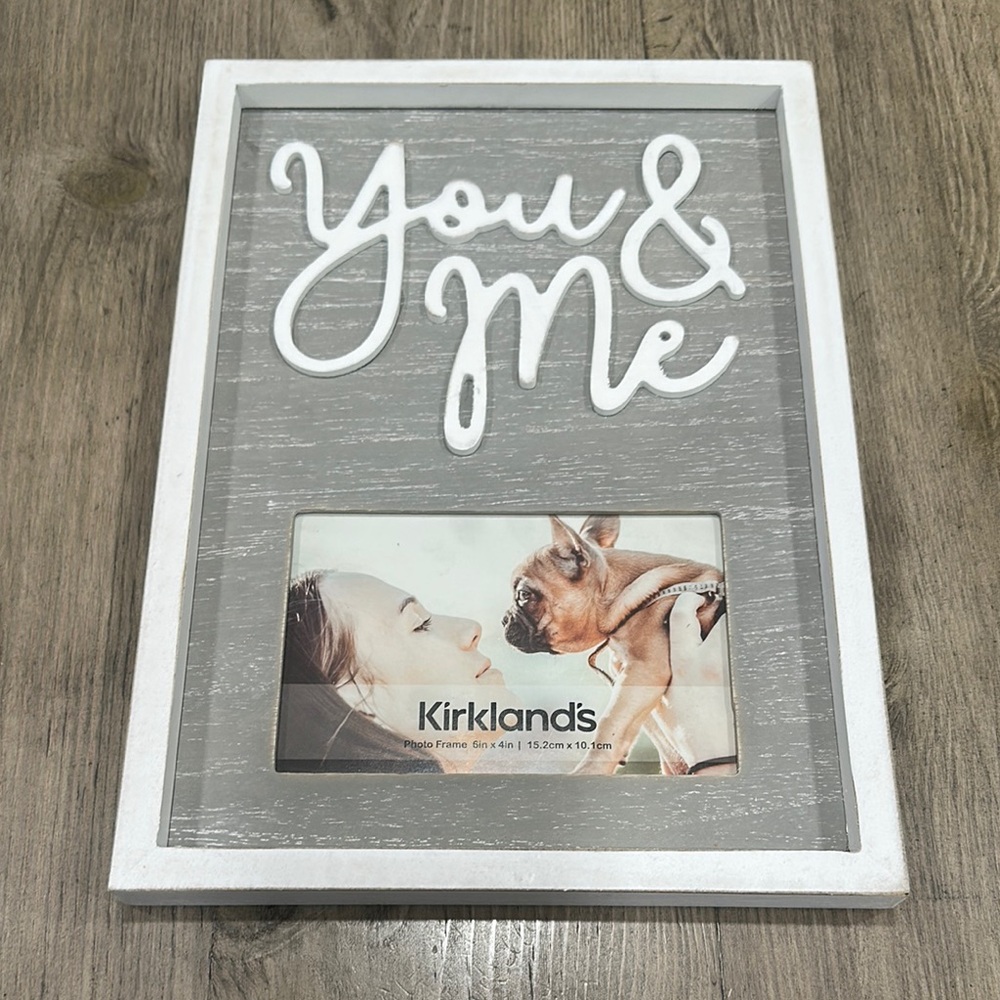 Kirklands White and Gray 'You & Me' Photo Frame